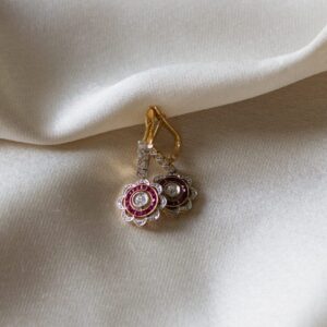 Pendientes antiguos en oro 18k diamantes y rubíes
